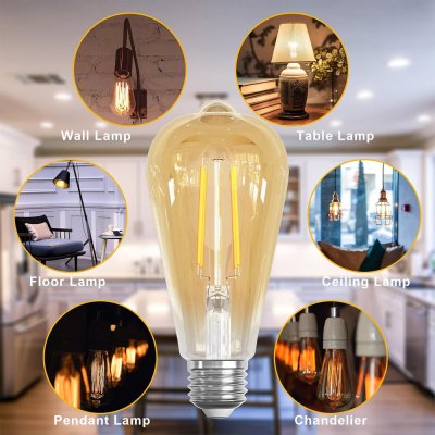 ยกลัง 40 ชิ้น Alva LED Filament Bulb 6W E27 2700K 800Lumen 240V หลอดไฟวินเทจ