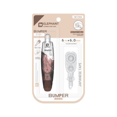 ยกกล่อง 12 ชิ้น Elephant ไส้เติมเทปลบคำผิด Bumper Correction Tape 6mm X 6M