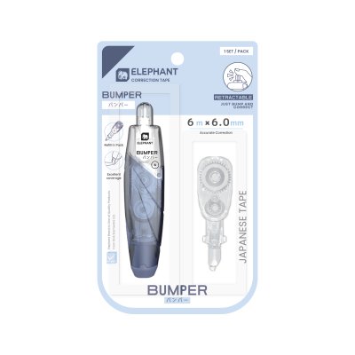 ยกกล่อง 12 ชิ้น Elephant ไส้เติมเทปลบคำผิด Bumper Correction Tape 6mm X 6M