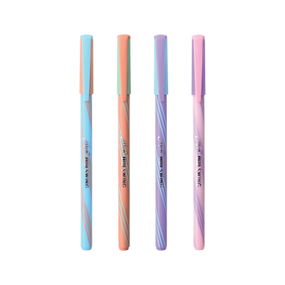 ยกแพ็ค 10 ชิ้น Elfen Liso Swing ปากกาลูกลื่น หมึกสีน้ำเงิน 0.5 mm. คละสี