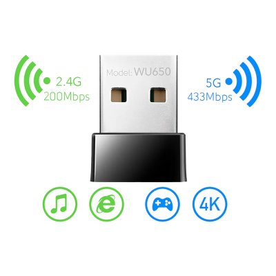 Cudy WU650 AC650 Wi-Fi Nano USB Adapter อุปกรณ์รับสัญญาณ
