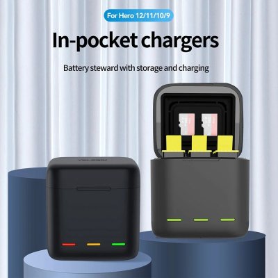 Telesin GoPro Charger Battery Box 3 Channel For Hero 13 12 11 10 9 แท่นชาร์จแบตโกโปร