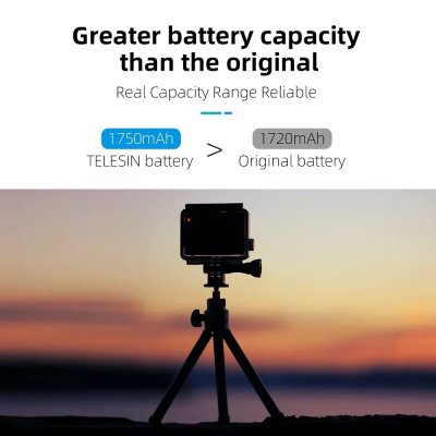 Telesin Rechargeable Lithium - Ion Battery For Hero 12,11,10,9 อุปกรณ์เสริมโกโปร แบตโกโปร