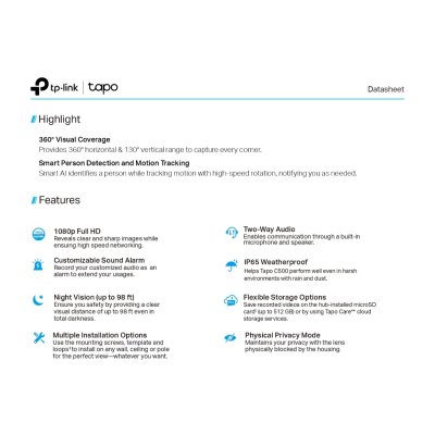 tp-link Tapo C500 2MP CCTV Outdoor Camera กล้องวงจรปิดภายนอก tp-link Tapo C500 2MP CCTV Outdoor Camera กล้องวงจรปิดภายนอก