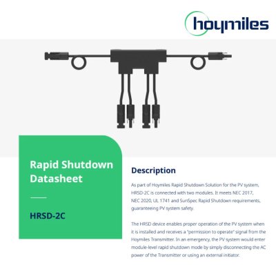 Hoymiles Rapid Shutdown 2 IN 1 15A ระบบตัดไฟฉุกเฉิน