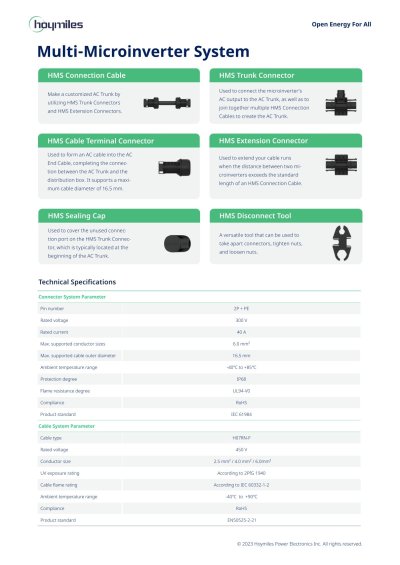 Hoymiles Multi Microinverter System อุปกรณ์เสริมสำหรับไมโครอินเวอร์เตอร์