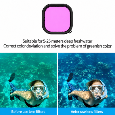 TELESIN Pink Red Purple Waterproof Case Filter For GoPro 10/9 ฟิลเตอร์ 3 สี สำหรับเคสดำน้ำ