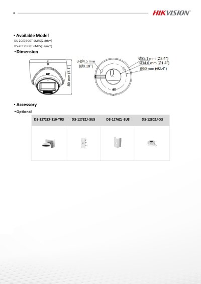 Hikvision DS-2CE76G0T-LMFS 2.8mm 2K Turbo HD Camera Smart Hybrid Ligth กล้องวงจรปิด