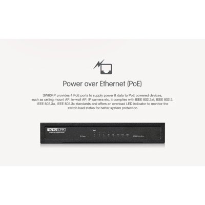 TOTOLINK SW804P 8-Port 10/100Mbps Ethernet Switch with 4-Port PoE สวิตซ์