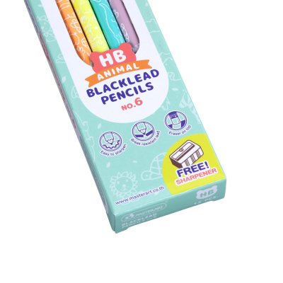 ยกกล่อง 12 ชิ้น Masterart ดินสอดำแฟนซี Blacklead Pencil HB No.6 Animal + กบเหลา