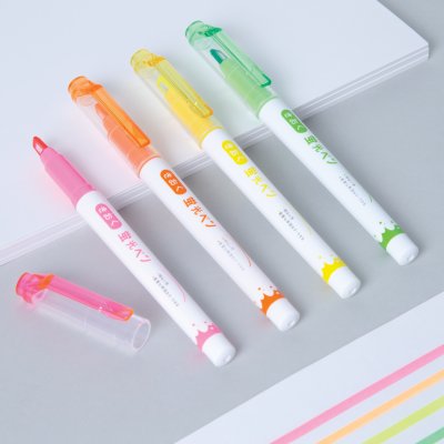 ยกกล่อง 6 แพ็ค 24 ชิ้น Kioku KK011 ปากกาเน้นข้อความ 1-3 mm. คละสี