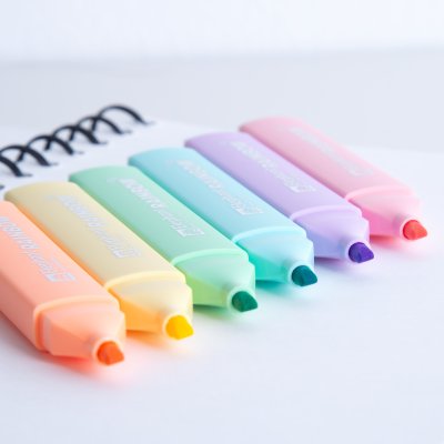 ยกกล่อง 12 ชิ้น Elephant Pastel Rainbow Highlighter ปากกาเน้นข้อความ 3.8 mm.