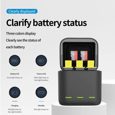 Telesin GoPro Charger Battery Box 3 Channel For Hero 13 12 11 10 9 แท่นชาร์จแบตโกโปร