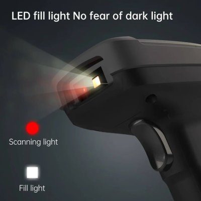 Deli S221 Barcode Scanner 2.4g Wireless Screen 1d/2d Code เครื่องสแกนบาร์โค้ดแบบไร้สาย