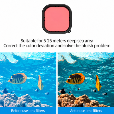 TELESIN Pink Red Purple Waterproof Case Filter For GoPro 10/9 ฟิลเตอร์ 3 สี สำหรับเคสดำน้ำ