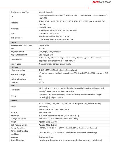 Hikvision Network Camera IP รุ่น DS-2CD1023G2-LIU 2.8MM กล้องวงจรปิดมีไมค์ในตัว สีขาว Hikvision Network Camera IP รุ่น DS-2CD1023G2-LIU 2.8MM กล้องวงจรปิดมีไมค์ในตัว สีขาว