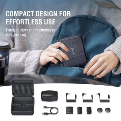 Fifine M9 Dual Wireless Mic With Charging Case ไมโครโฟนไร้สายแบบพกพา มาพร้อมเคสชาร์จในตัว