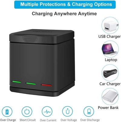 Telesin GoPro Charger Battery Box 3 Channel For Hero 8 7 6 5 แท่นชาร์จแบตโกโปร