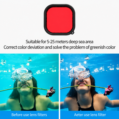 TELESIN Pink Red Purple Waterproof Case Filter For GoPro 10/9 ฟิลเตอร์ 3 สี สำหรับเคสดำน้ำ