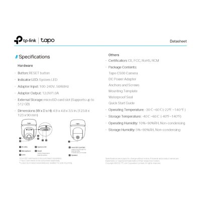 TP-Link Tapo C500 2MP CCTV Outdoor Camera กล้องวงจรปิดภายนอก