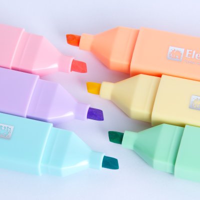 ยกกล่อง 12 ชิ้น Elephant Pastel Rainbow Highlighter ปากกาเน้นข้อความ 3.8 mm.