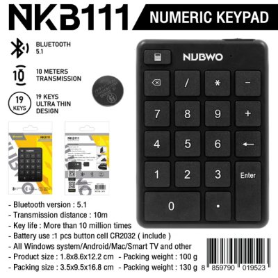 Nubwo NKB111 Numeric Keyboard Bluetooth แป้มพิมพ์ตัวเลขไร้สาย