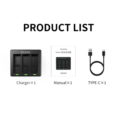 Telesin Charger Battery 3 Channel แบตโกโปรพร้อมแท่นชาร์จ