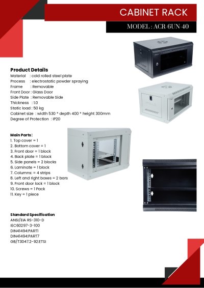 Apollo ACR-6UN-40 Rack Network Cabinet ตู้แร็ค