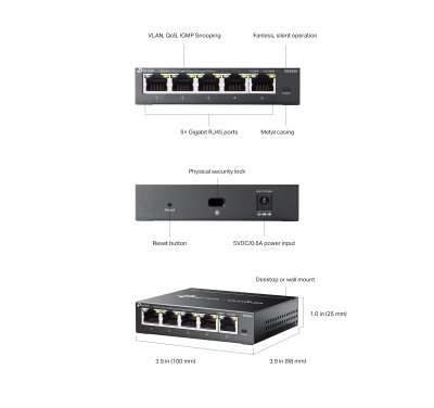 Tp-Link Omada ES205G Gigabit Easy Managed Switch 5-Port สวิตช์กิกะบิต 5 พอร์ต
