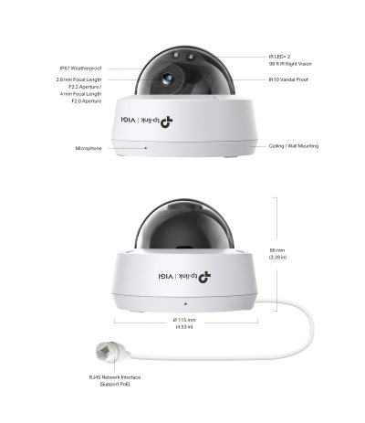 tp-link VIGI C220I 2mp 2.8mm Mic IR Outdoor Network Camera กล้องวงจรปิด