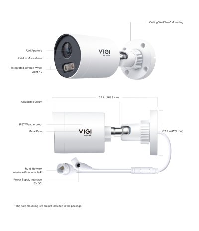 TP-Link VIGI Insight S325 2MP Full Color Outdoor Network Camera ภาพสี 24 ชม. มีไมค์ในตัว