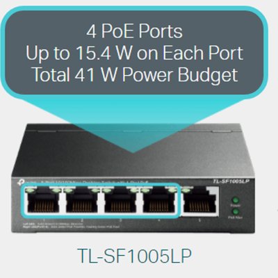 TP-Link TL-SF1005LP 5 port 10/100Mbps Desktop Switch PoE 41W