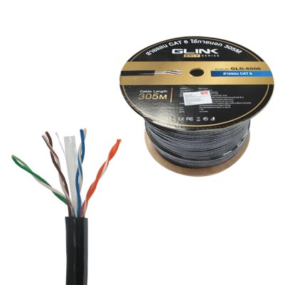 Glink Gold series GLG-6006 Cat6 Lan Cable 305m/box Outdoor สำหรับใช้ภายนอก