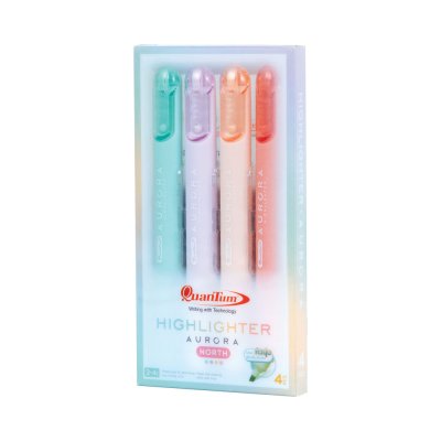 ยกแพ็ค 4 ชิ้น Quantum Aurora Highlighter ปากกาเน้นข้อความ 2-4 mm. คละสี