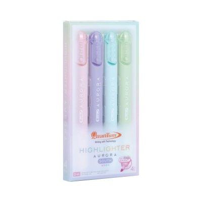 ยกแพ็ค 4 ชิ้น Quantum Aurora Highlighter ปากกาเน้นข้อความ 2-4 mm. คละสี
