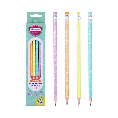 ยกกล่อง 12 ชิ้น Masterart ดินสอดำแฟนซี Blacklead Pencil HB No.6 Animal + กบเหลา
