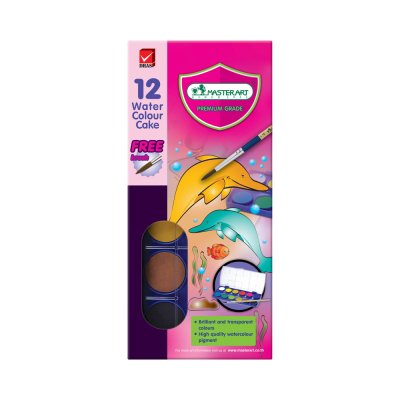 Masterart สีน้ำก้อน 12 สี พร้อมพู่กัน กล่องพลาสติก