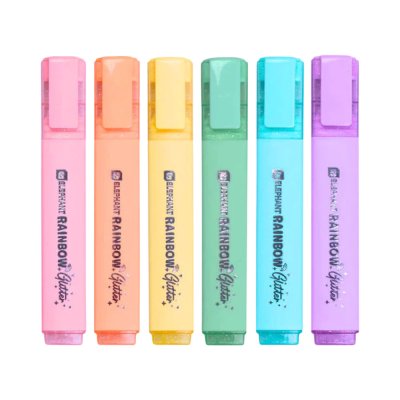 ยกกล่อง 12 ชิ้น Elephant Rainbow Glitter Highlighter ปากกาเน้นข้อความ 3.8 mm.
