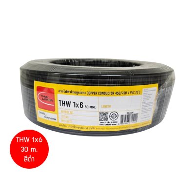 Thai Union THW 1x6 30ม. Copper Conductor 450/750V PVC 70 สายไฟ THW