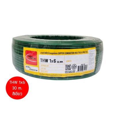 Thai Union THW 1x6 30ม. Copper Conductor 450/750V PVC 70 สายไฟ THW