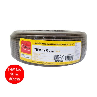 Thai Union THW 1x6 30ม. Copper Conductor 450/750V PVC 70 สายไฟ THW