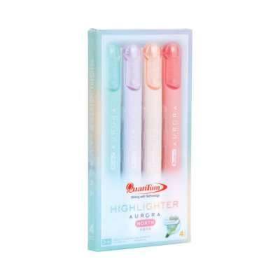 ยกแพ็ค 4 ชิ้น Quantum Aurora Highlighter ปากกาเน้นข้อความ 2-4 mm. คละสี