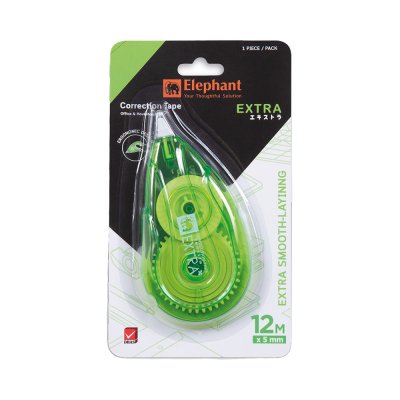 ยกกล่อง 12 ชิ้น Elephant เทปลบคำผิด EXTRA Correction Tape 5mm X 12M