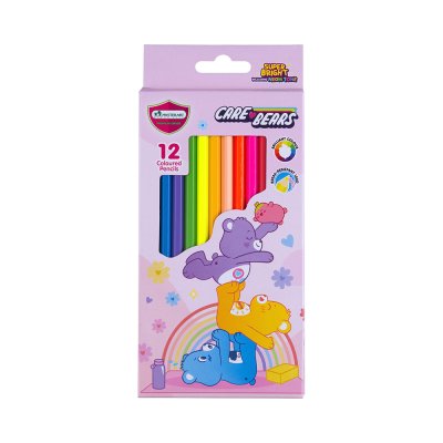 ยกกล่อง 12 ชิ้น Masterart Care Bears Pastel Super Bright ดินสอสีแท่งยาว 12 สี คละสี