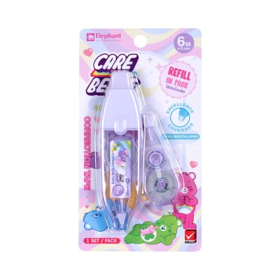 Elephant Care Bears Pastel เทปลบคำผิด + ใส้เติมเทปลบคำผิด 6M X 5mm คละสี คละลาย