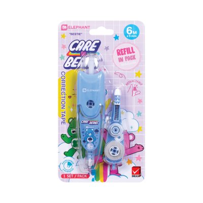 ยกกล่อง 12 ชิ้น Elephant Care Bears Bestie เทปลบคำผิด + ใส้เติมเทปลบคำผิด 6M X 5mm คละสี คละลาย
