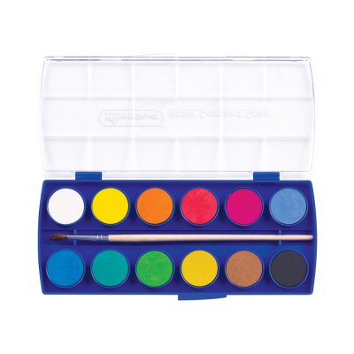 Masterart สีน้ำก้อน 12 สี พร้อมพู่กัน กล่องพลาสติก