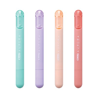 ยกแพ็ค 4 ชิ้น Quantum Aurora Highlighter ปากกาเน้นข้อความ 2-4 mm. คละสี