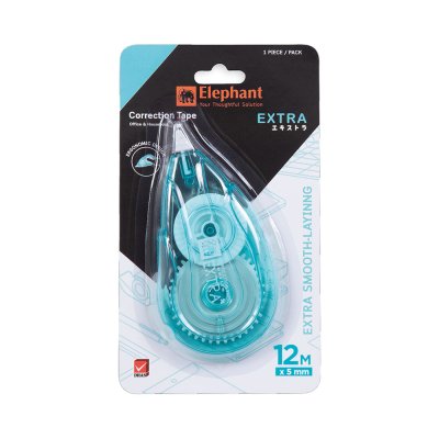 ยกกล่อง 12 ชิ้น Elephant เทปลบคำผิด EXTRA Correction Tape 5mm X 12M