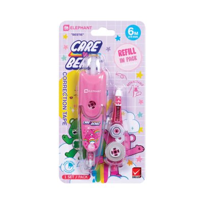 ยกกล่อง 12 ชิ้น Elephant Care Bears Bestie เทปลบคำผิด + ใส้เติมเทปลบคำผิด 6M X 5mm คละสี คละลาย